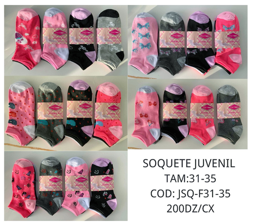 Meia soquete juvenil estampada