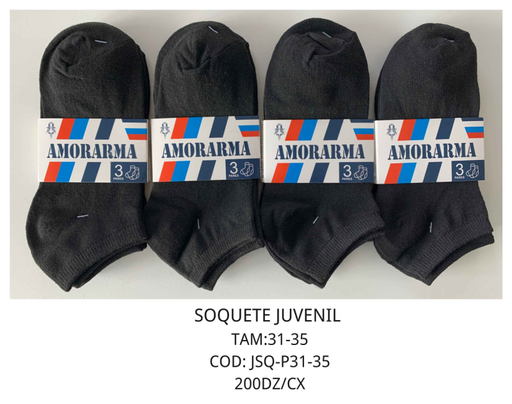 Meia soquete juvenil preta